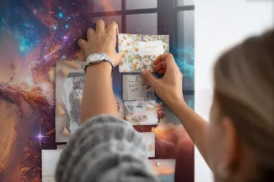 Magnetic glass dry erase board with world of stars space design