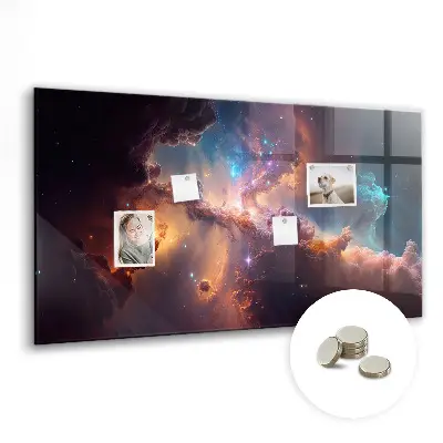 Magnetic glass dry erase board with world of stars space design