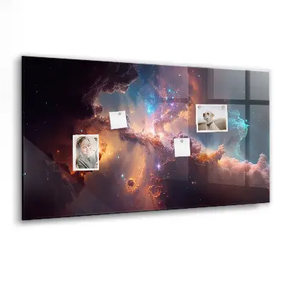 Magnetic glass dry erase board with world of stars space design