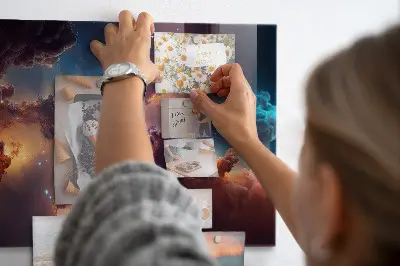 Magnetic glass dry erase board with world of stars space design