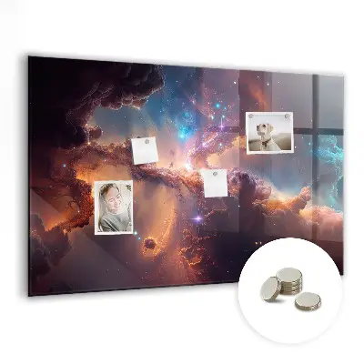 Magnetic glass dry erase board with world of stars space design