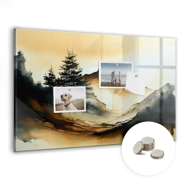 Magnetic glass dry erase board Abstract landscape