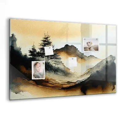 Magnetic glass dry erase board Abstract landscape