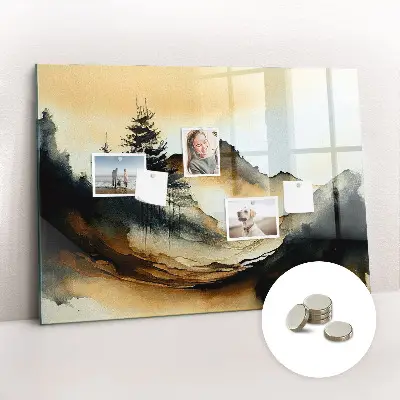 Abstract landscape magnetic glass dry erase board