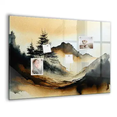 Magnetic glass dry erase board Abstract landscape