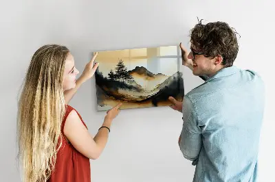 Magnetic glass dry erase board Abstract landscape