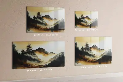 Abstract landscape magnetic glass dry erase board