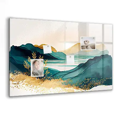Mountain landscape magnetic wall board
