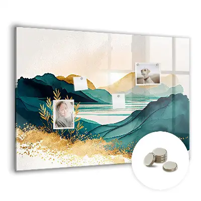 Mountain landscape magnetic wall board