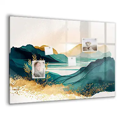 Mountain landscape magnetic wall board