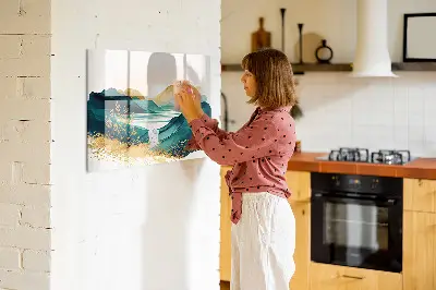 Mountain landscape magnetic wall board