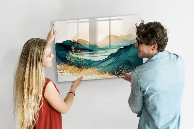 Mountain landscape magnetic wall board