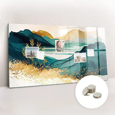 Mountain landscape magnetic wall board