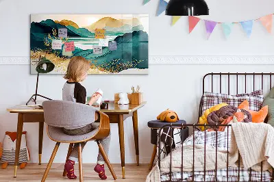 Mountain landscape magnetic wall board