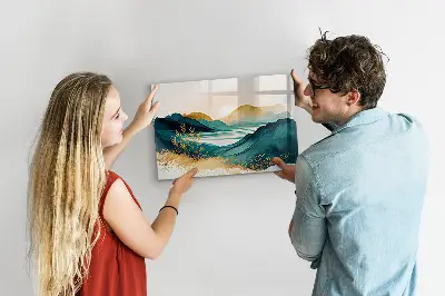 Mountain landscape magnetic wall board