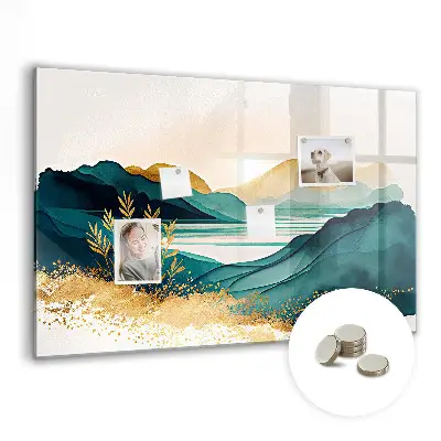 Mountain landscape magnetic wall board