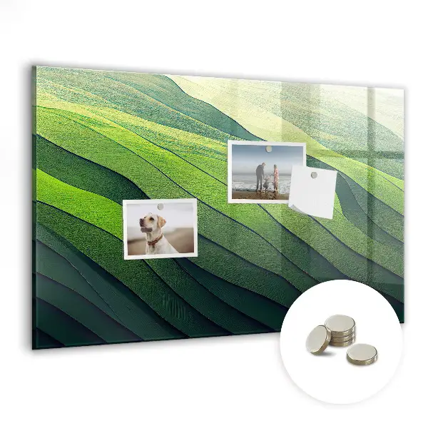 Magnetic glass dry erase board Abstract green fields