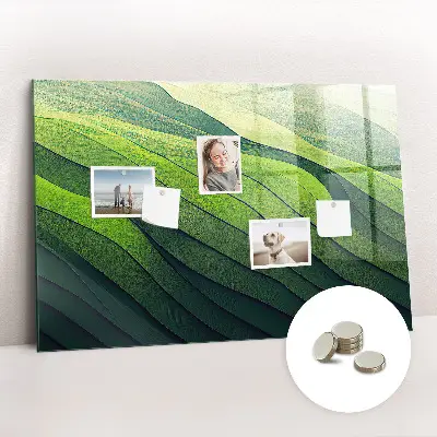 Abstract Green Fields Magnetic Glass Dry Erase Board