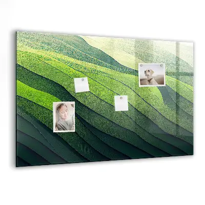 Magnetic glass dry erase board Abstract green fields