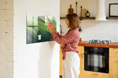 Magnetic glass dry erase board Abstract green fields