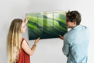 Abstract Green Fields Magnetic Glass Dry Erase Board