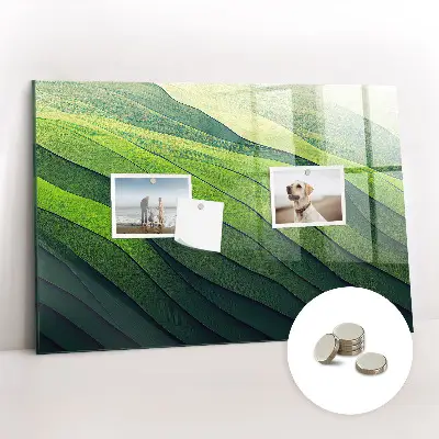 Magnetic glass dry erase board Abstract green fields