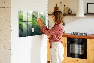 Magnetic glass dry erase board Abstract green fields