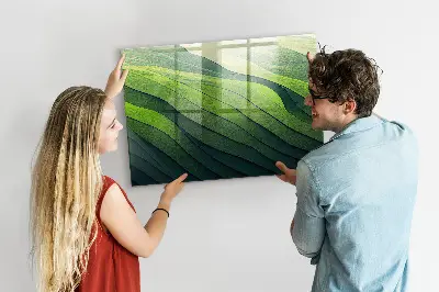Abstract Green Fields Magnetic Glass Dry Erase Board
