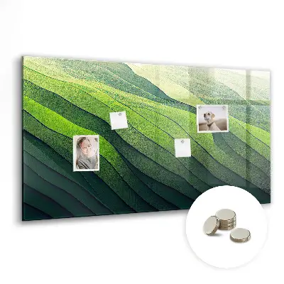 Abstract Green Fields Magnetic Glass Dry Erase Board