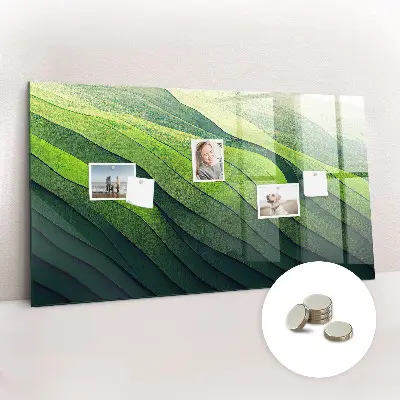 Magnetic glass dry erase board Abstract green fields