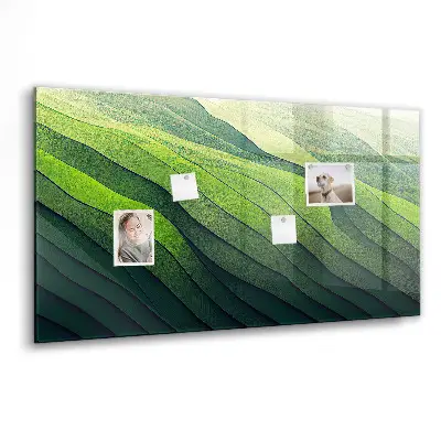 Magnetic glass dry erase board Abstract green fields