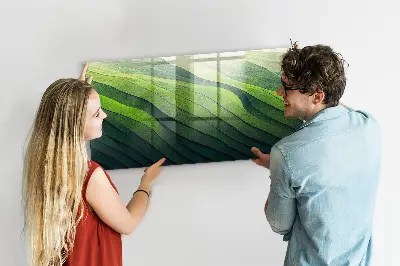 Magnetic glass dry erase board Abstract green fields
