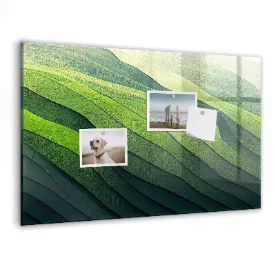 Abstract Green Fields Magnetic Glass Dry Erase Board