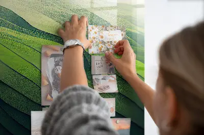 Magnetic glass dry erase board Abstract green fields