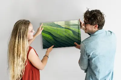 Magnetic glass dry erase board Abstract green fields