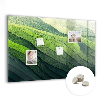 Magnetic glass dry erase board Abstract green fields