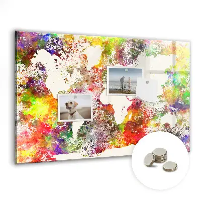 Magnetic Watercolor World Map Wall Board