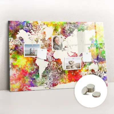 Magnetic Watercolor World Map Wall Board