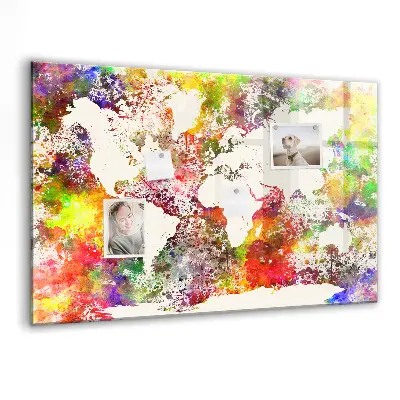 Magnetic Watercolor World Map Wall Board