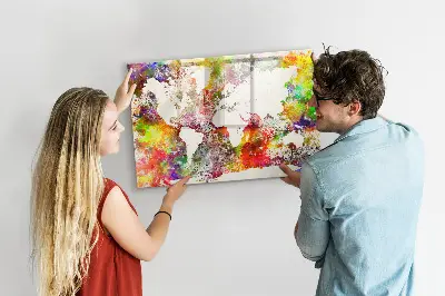 Magnetic Watercolor World Map Wall Board