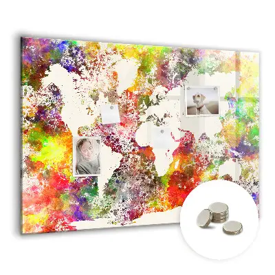 Magnetic Watercolor World Map Wall Board