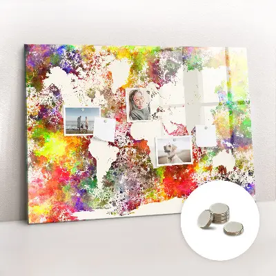 Magnetic Watercolor World Map Wall Board
