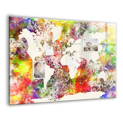 Magnetic Watercolor World Map Wall Board