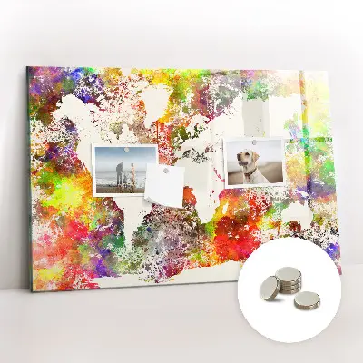 Magnetic Watercolor World Map Wall Board