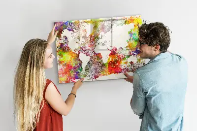 Magnetic Watercolor World Map Wall Board