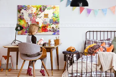 Magnetic Watercolor World Map Wall Board