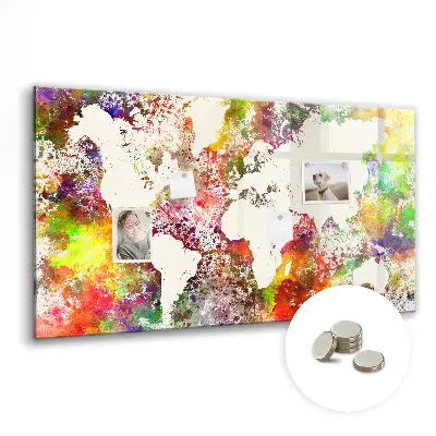 Magnetic Watercolor World Map Wall Board