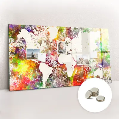 Magnetic Watercolor World Map Wall Board