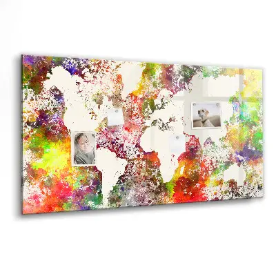 Magnetic Watercolor World Map Wall Board