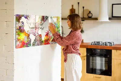 Magnetic Watercolor World Map Wall Board